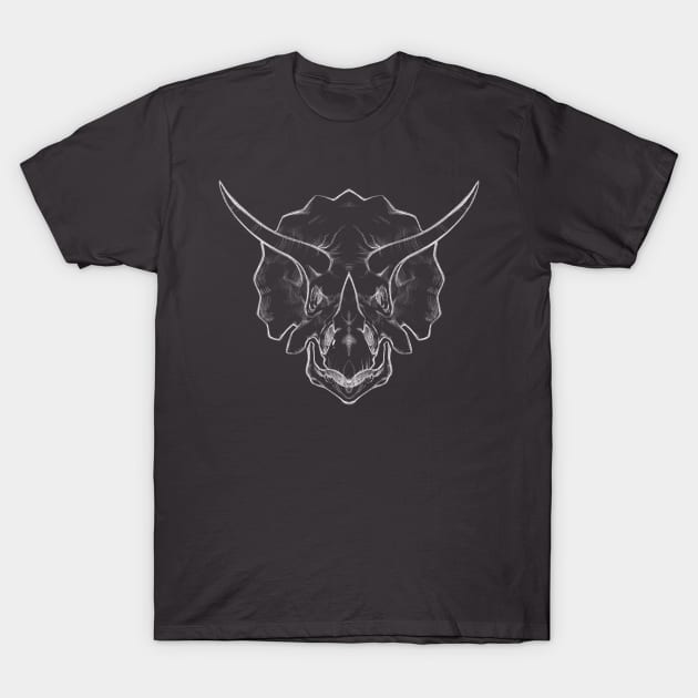 Triceratops Sketch (Dark) T-Shirt by danielsingzon